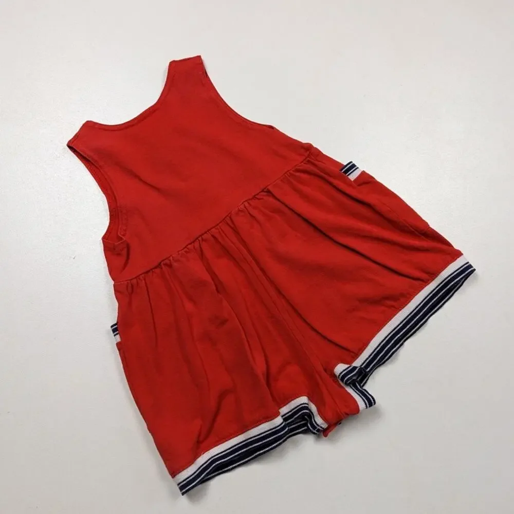 Vintage Hartstrings Romper Girls Size 18-24m Red Shortalls
